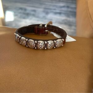 NWT brown leather Brighton Harmony Bandit Bracelet silver